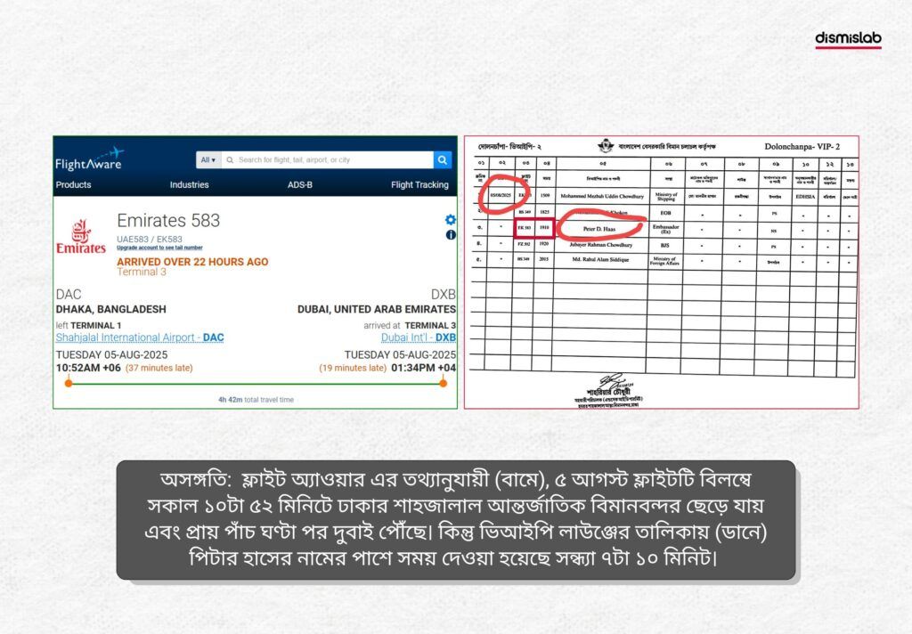 সাবেক রাষ্ট্রদূত পিটার হাসের বিমানবন্দর লাউঞ্জ ব্যবহারের নথিটি ভুয়া - ডিসমিসল্যাবের ফ্যাক্টচেক রিপোর্ট