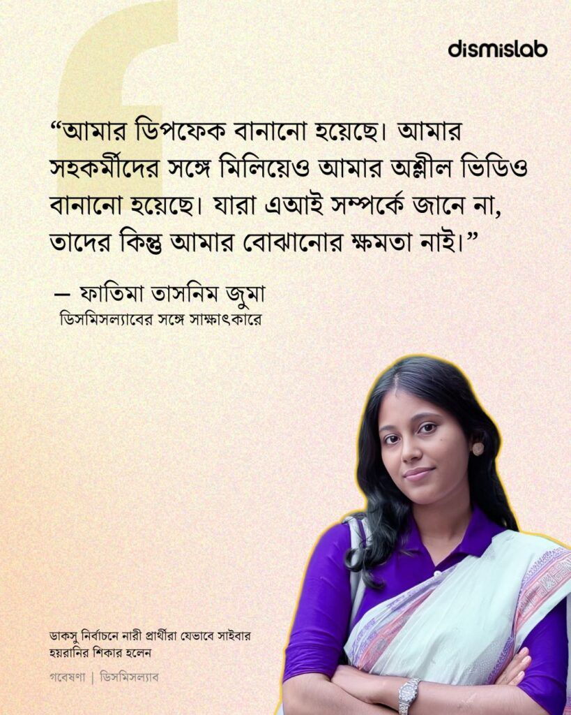 চরিত্রহনন ও ডিপফেকের শিকার ফাতিমা তাসনিম জুমা