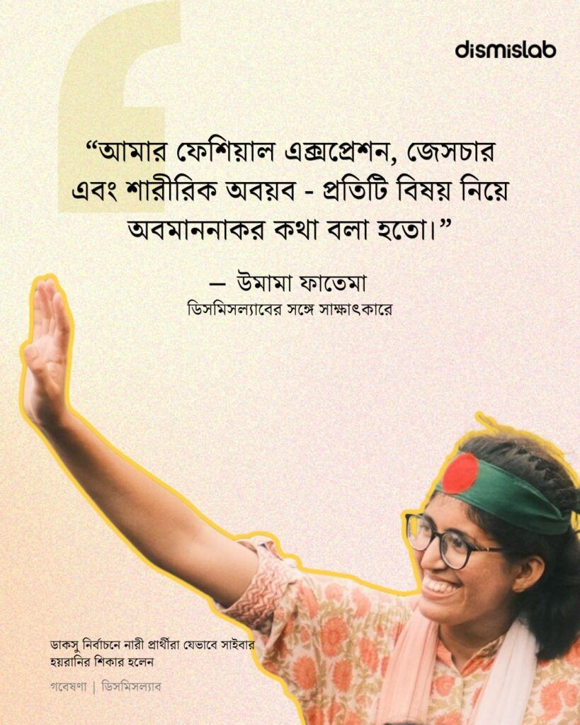 আমার ফেশিয়াল এক্সপ্রেশন, জেসচার এবং শারীরিক অবয়ব - প্রতিটি বিষয় নিয়ে অবমাননাকর কথা বলা হতো - বলেন উমামা ফাতেমা