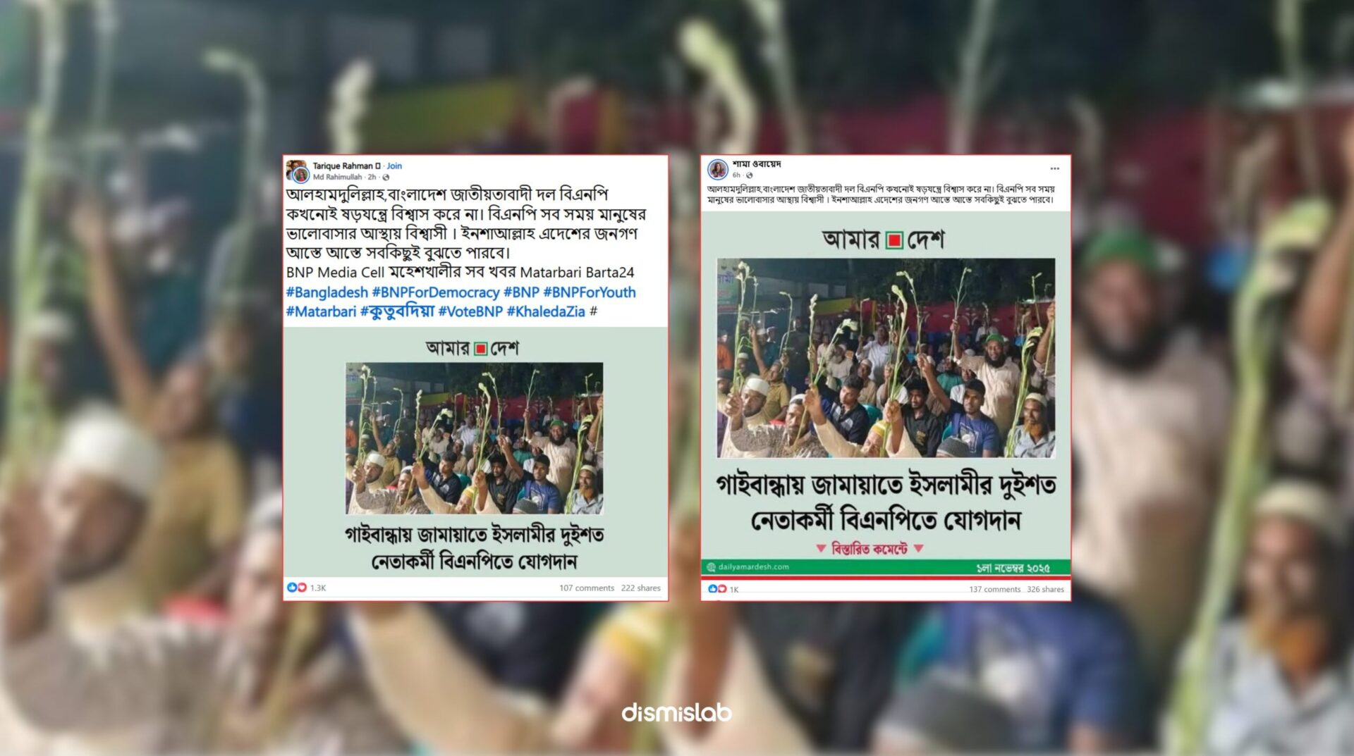 জামায়াতে ইসলামীর দুই শতাধিক কর্মী বিএনপিতে যোগদানের দাবিতে ছড়ানো ফটোকার্ডটি ভুয়া। এটি গাইবান্ধার নয়, চুয়াডাঙ্গার ছবি; বিএনপি থেকে জামায়াতে যোগ দেওয়ার ঘটনার।ফ্যাক্টচেক।Factcheck।