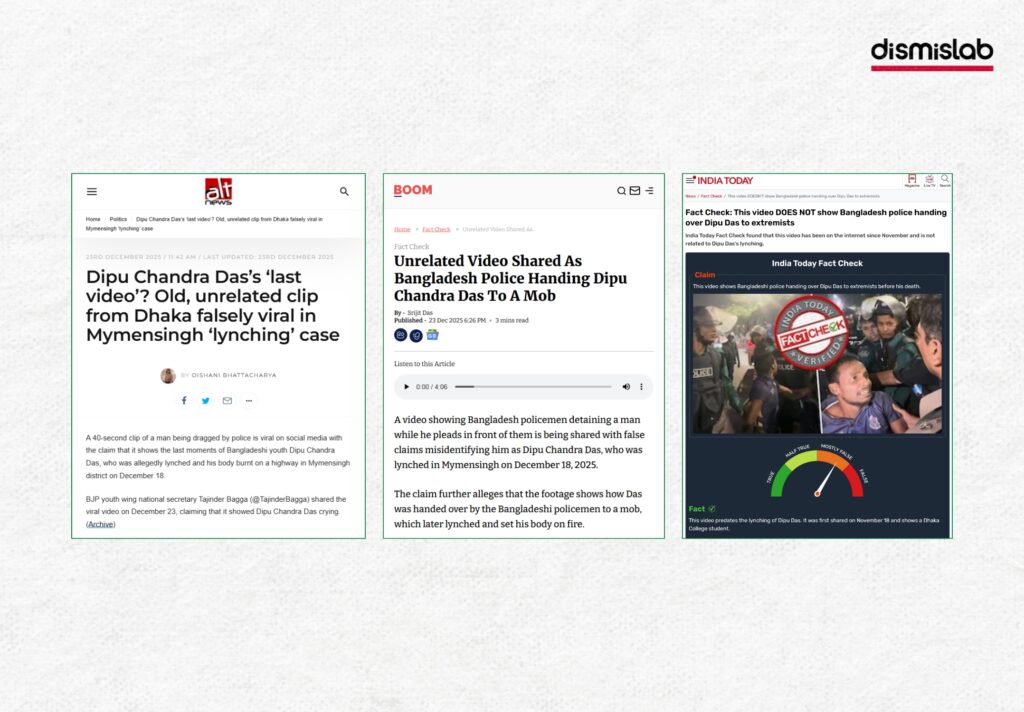 Fact-check: Indian media used a misleading video to falsely claim last video of Bangladeshi Hindu Dipu Chandra Das