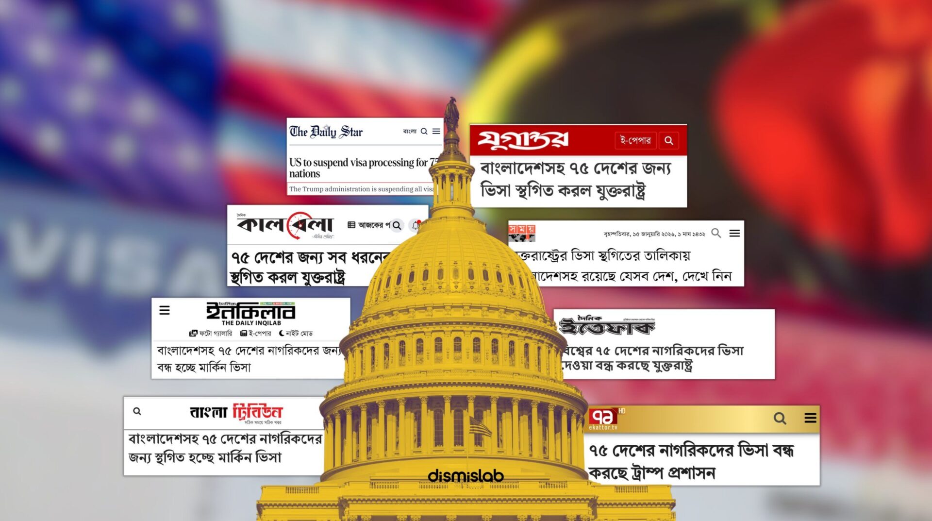 Fact-check report: Due to errors in Fox News and Reuters coverage, claims spread that the United States suspended all types of visas for 75 countries including Bangladesh; verification shows only immigrant visas were suspended, not all visa categories.