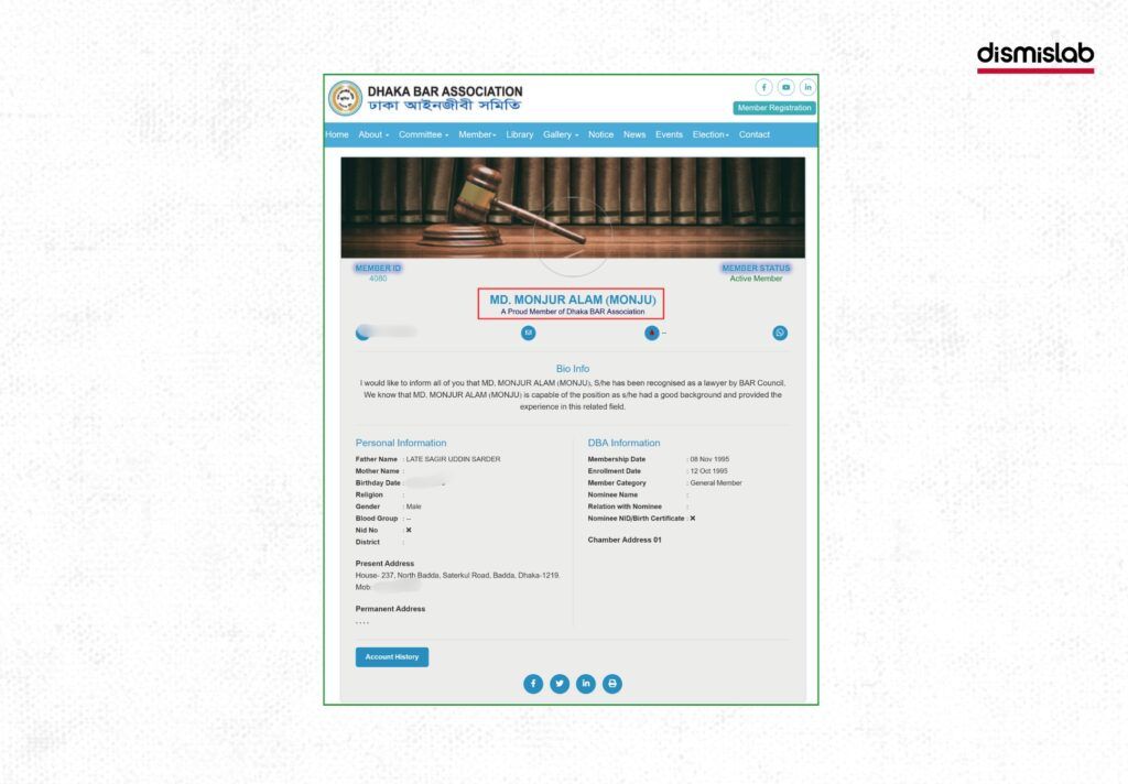 Fact-check: Viral Facebook photocard falsely identifies Supreme Court lawyer Manzur-Al-Matin as state-appointed lawyer for Sajeeb Wazed Joy in crimes against humanity case