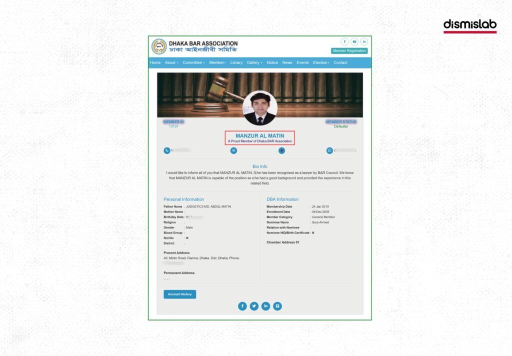 Fact-check: Viral Facebook photocard falsely identifies Supreme Court lawyer Manzur-Al-Matin as state-appointed lawyer for Sajeeb Wazed Joy in crimes against humanity case
