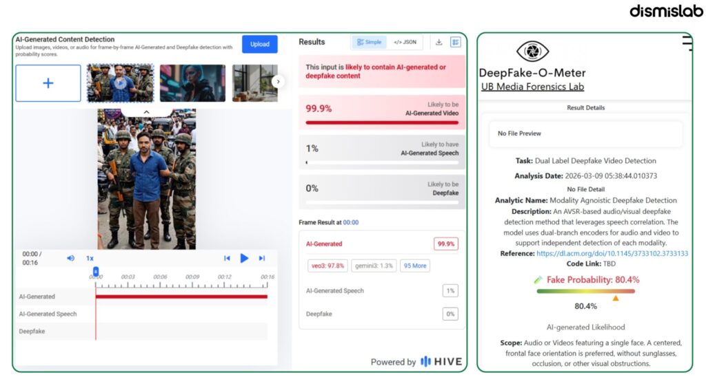 Fact-check showing AI-generated videos falsely claim Osman Hadi murder suspects Faisal Karim Masud and Alamgir Hossain were arrested in India.