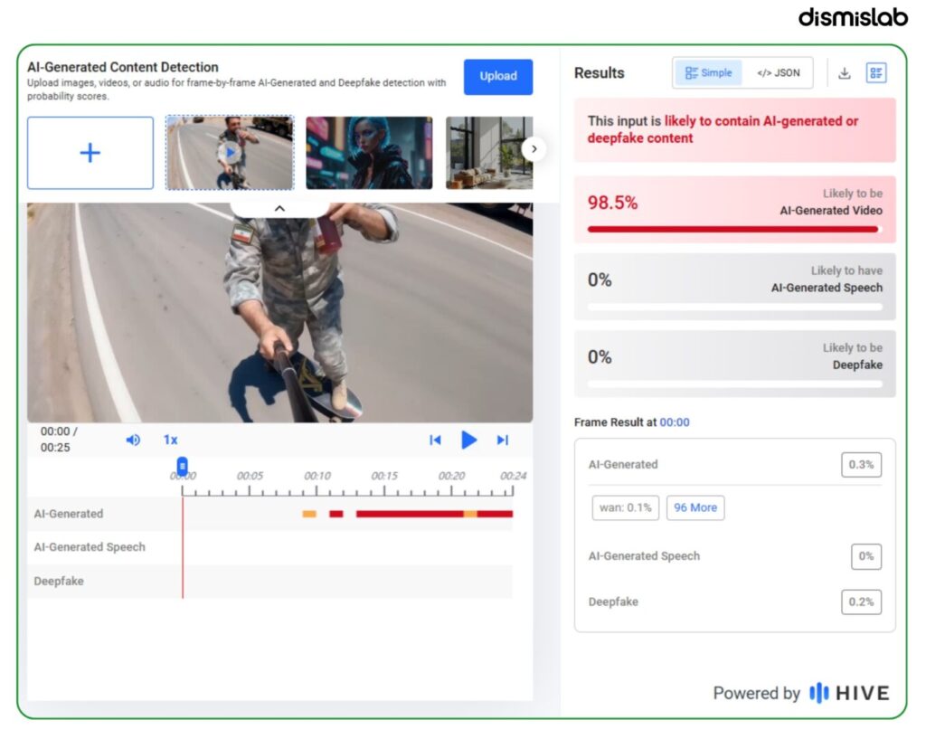 Fact-check of viral video claiming an Iranian soldier drinks juice while a missile is launched behind him; verification shows the footage is AI-generated, not real.