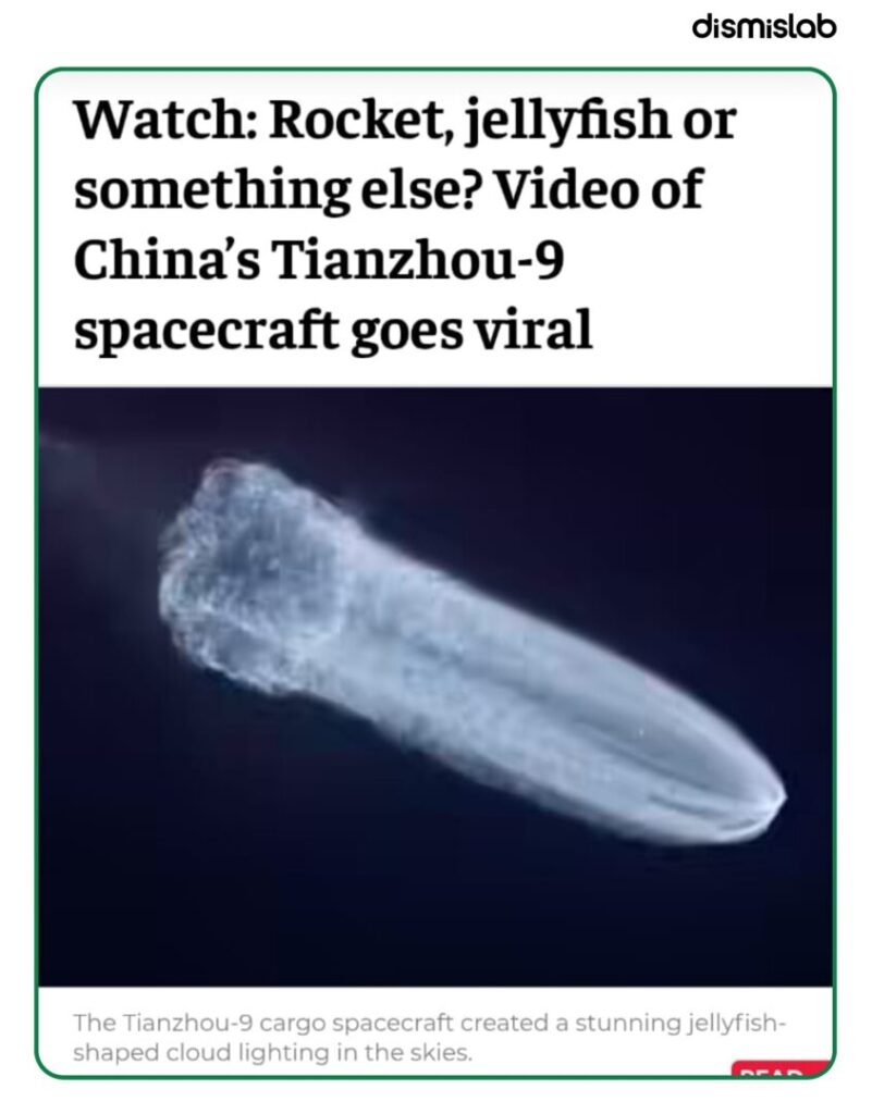 Iran missile claim viral video fact-check shows jellyfish-like object in night sky actually China Tianzhou-9 spacecraft launch footage, not an Iranian missile.