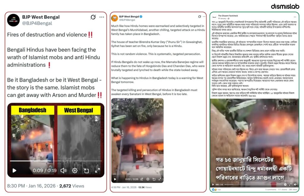 Fact-check report on Bharatiya Janata Party using misleading videos and Bangladesh-related misinformation to spread the “West Bangladesh” narrative during the West Bengal election campaign.