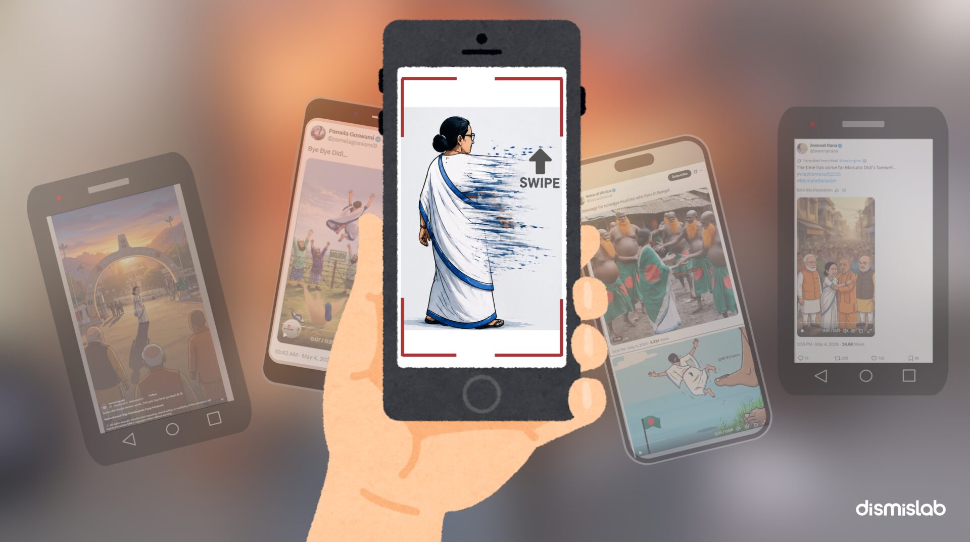 AI-generated and animated videos mocking Mamata Banerjee by depicting her being sent to Bangladesh after the West Bengal election results circulated across social media from India-based pro-BJP accounts.
