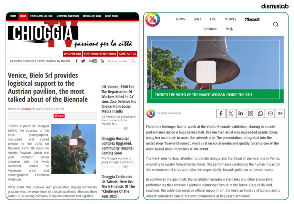 Fact-check: Video falsely claimed to show a Muslim man killed and tied to a temple bell is actually performance art from Florentina Holzinger’s “Seaworld Venice” exhibition at the Venice Biennale.