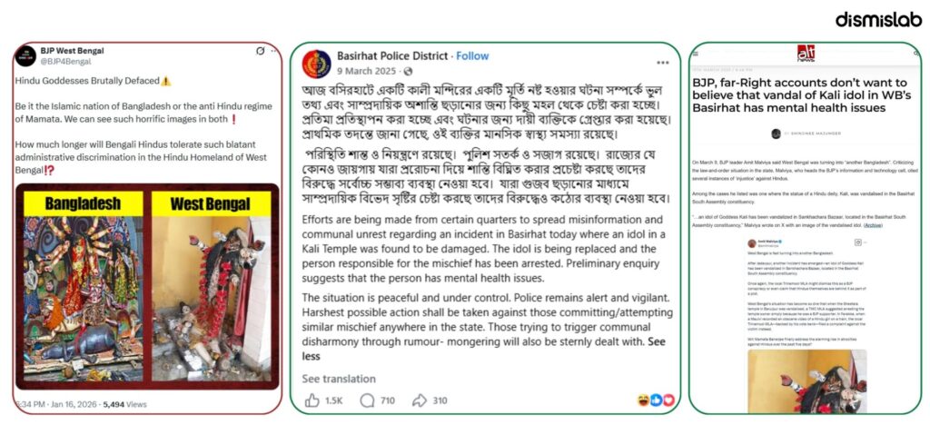 Fact-check report on Bharatiya Janata Party using misleading videos and Bangladesh-related misinformation to spread the “West Bangladesh” narrative during the West Bengal election campaign.