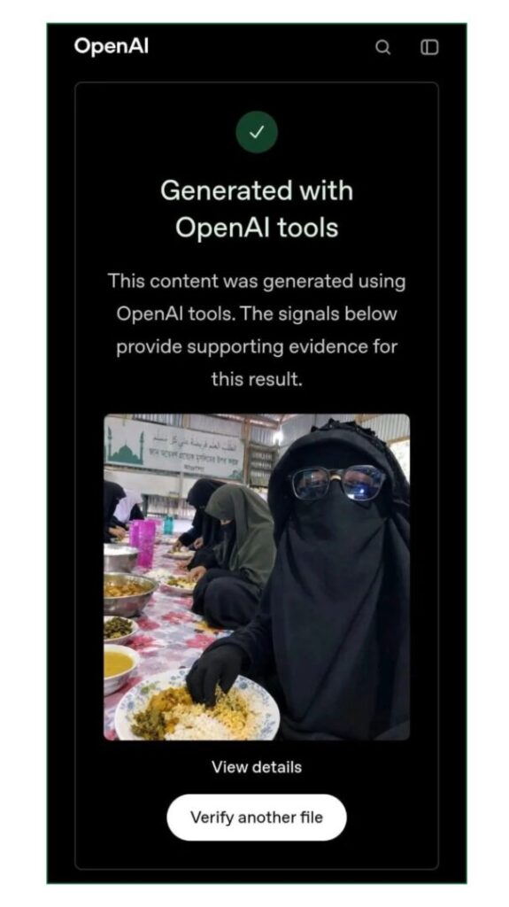 AI-generated image falsely showing women eating rice with gloves.