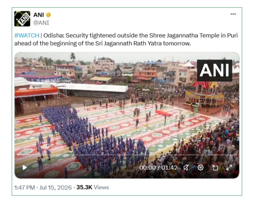 Puri Rath Yatra crowd falsely shared as an anti-Modi protest in Delhi.