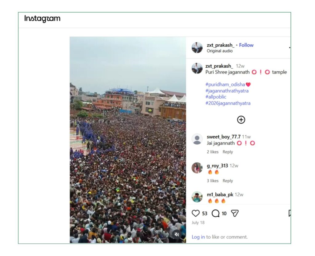 Puri Rath Yatra footage falsely circulated as a Modi resignation rally in Delhi.